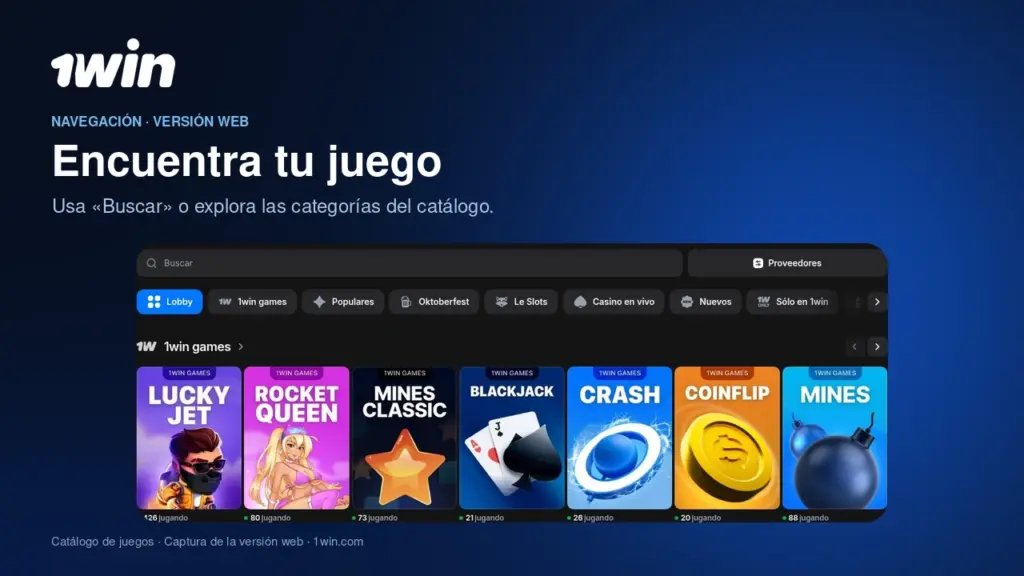 Ilustración de juegos de casino de 1win para México