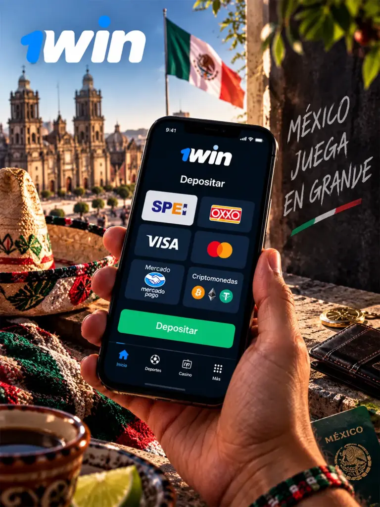 Ilustración de pagos de 1win para México