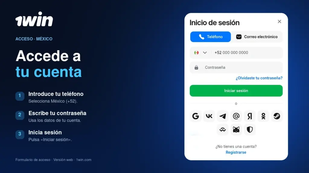 Ilustración de acceso a la cuenta de 1win para México